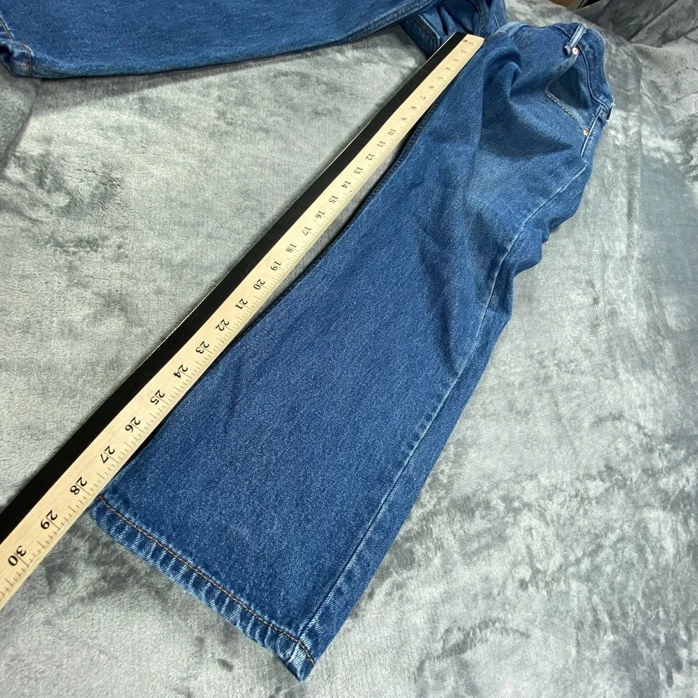 Levis 505 Regular Fit Straight Leg Jeans Mens 38x28 Blue Stretch Denim Fade EUC‎